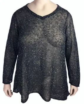 Risona Black Knit Evening Overlay Sweater