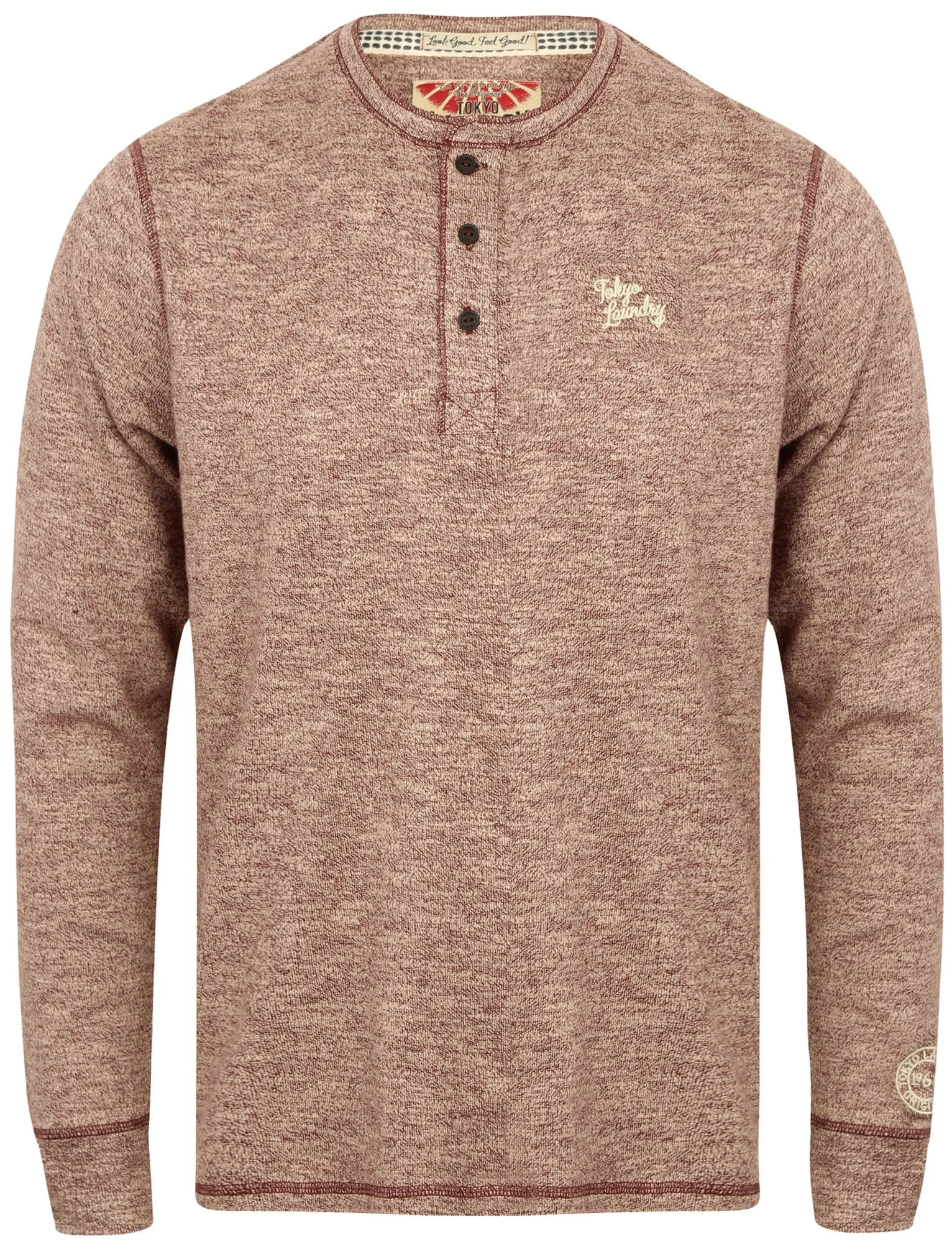 Roosevelt  Long Sleeve Henley Top in Wine Tasting  - Tokyo Laundry