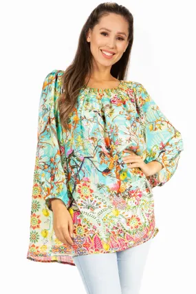 Sakkas Darsy Women's Floral Print Top - Pirate Boho Style