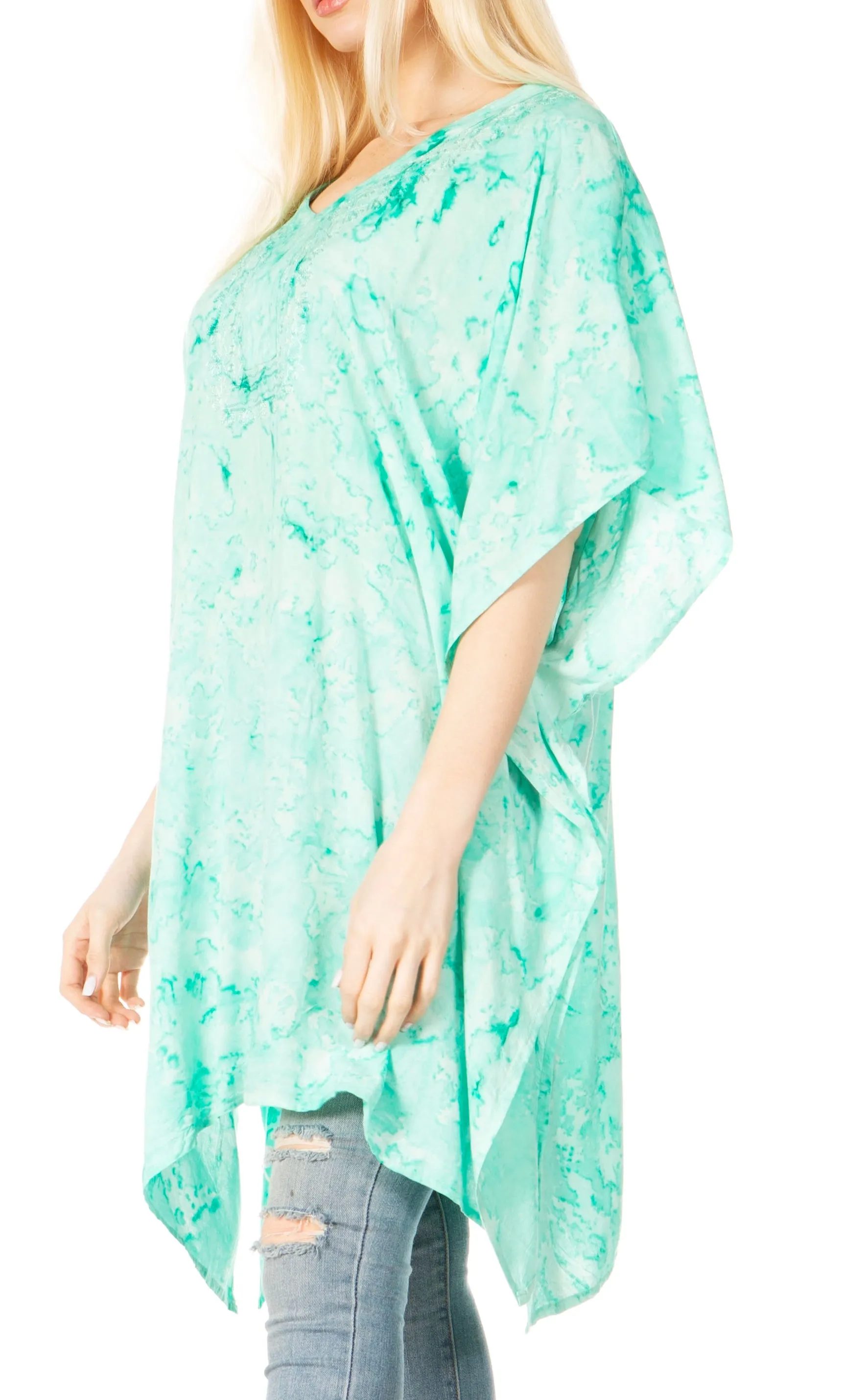 Sakkas Marcy Women's V-neck Caftan Top Tunic Dress - Perfect for Summer Boho Style & Swinging Coverup