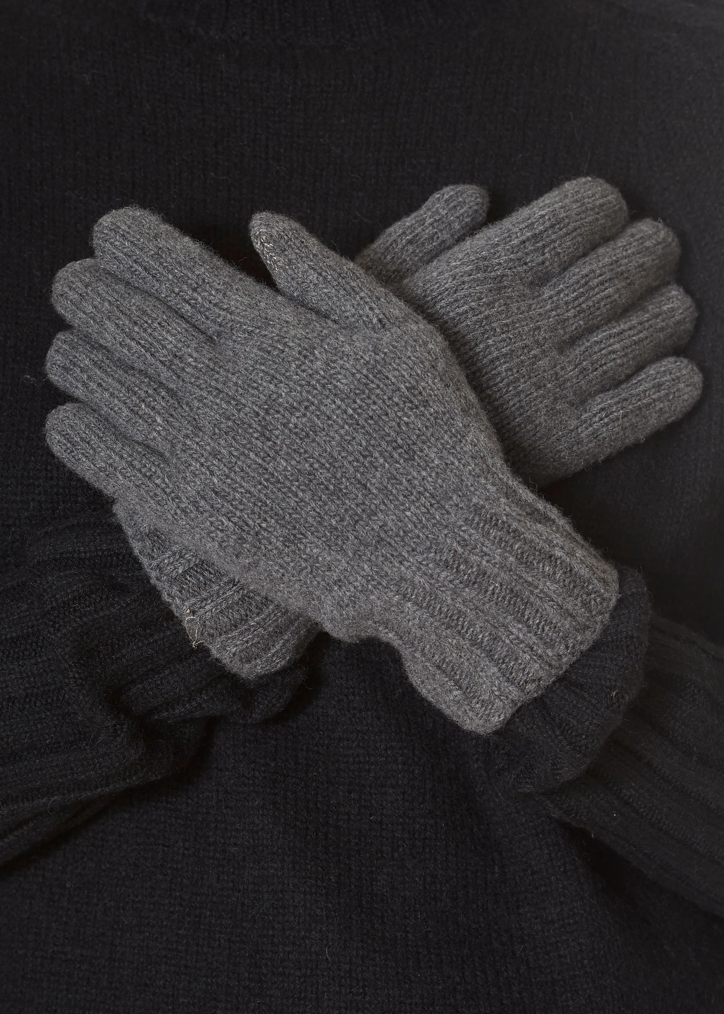 Santacana Men Dark Grey Gloves 'Cashmere Blend'