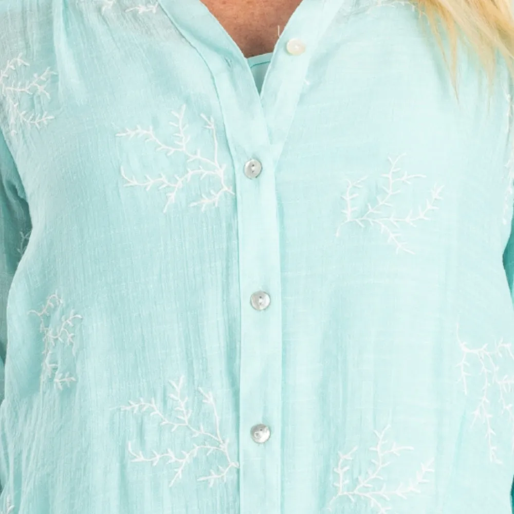 Sea Escape Button Front Tunic-Cami Set