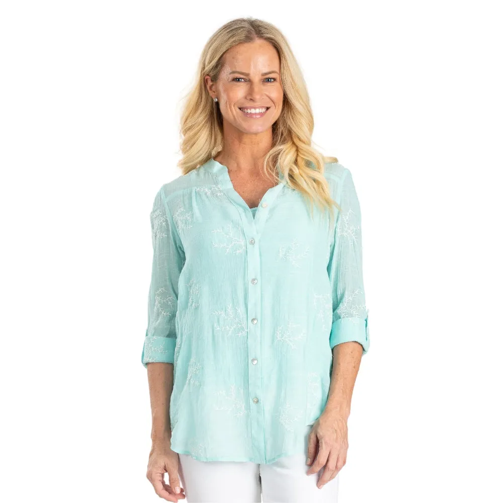 Sea Escape Button Front Tunic-Cami Set