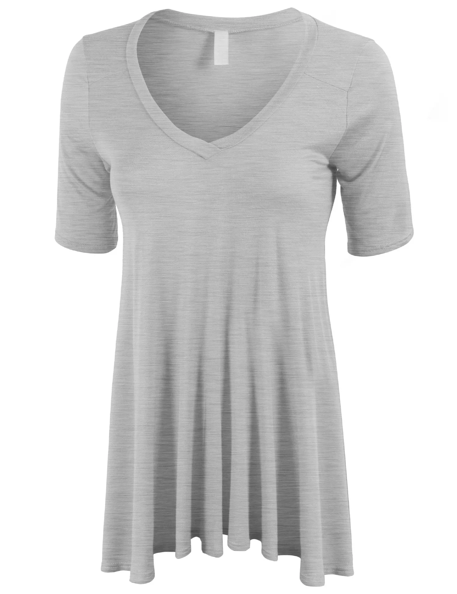 Short Sleeve V Neck Loose Fit Basic Knit Tunic Top