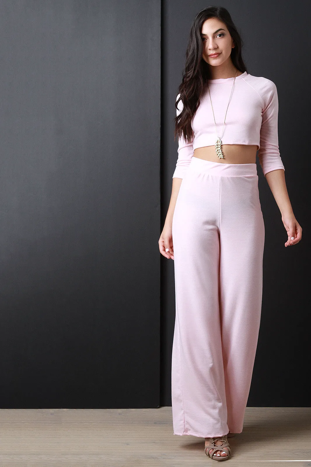 Simple Jersey Knit Wide Leg Pants