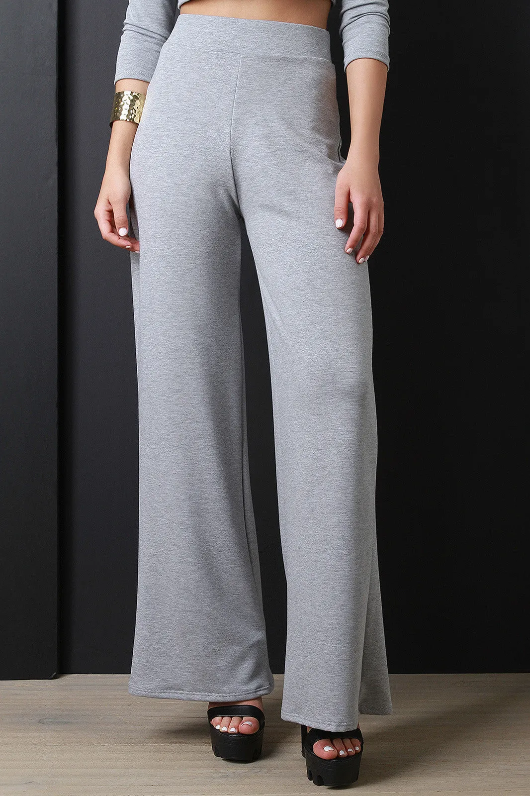 Simple Jersey Knit Wide Leg Pants