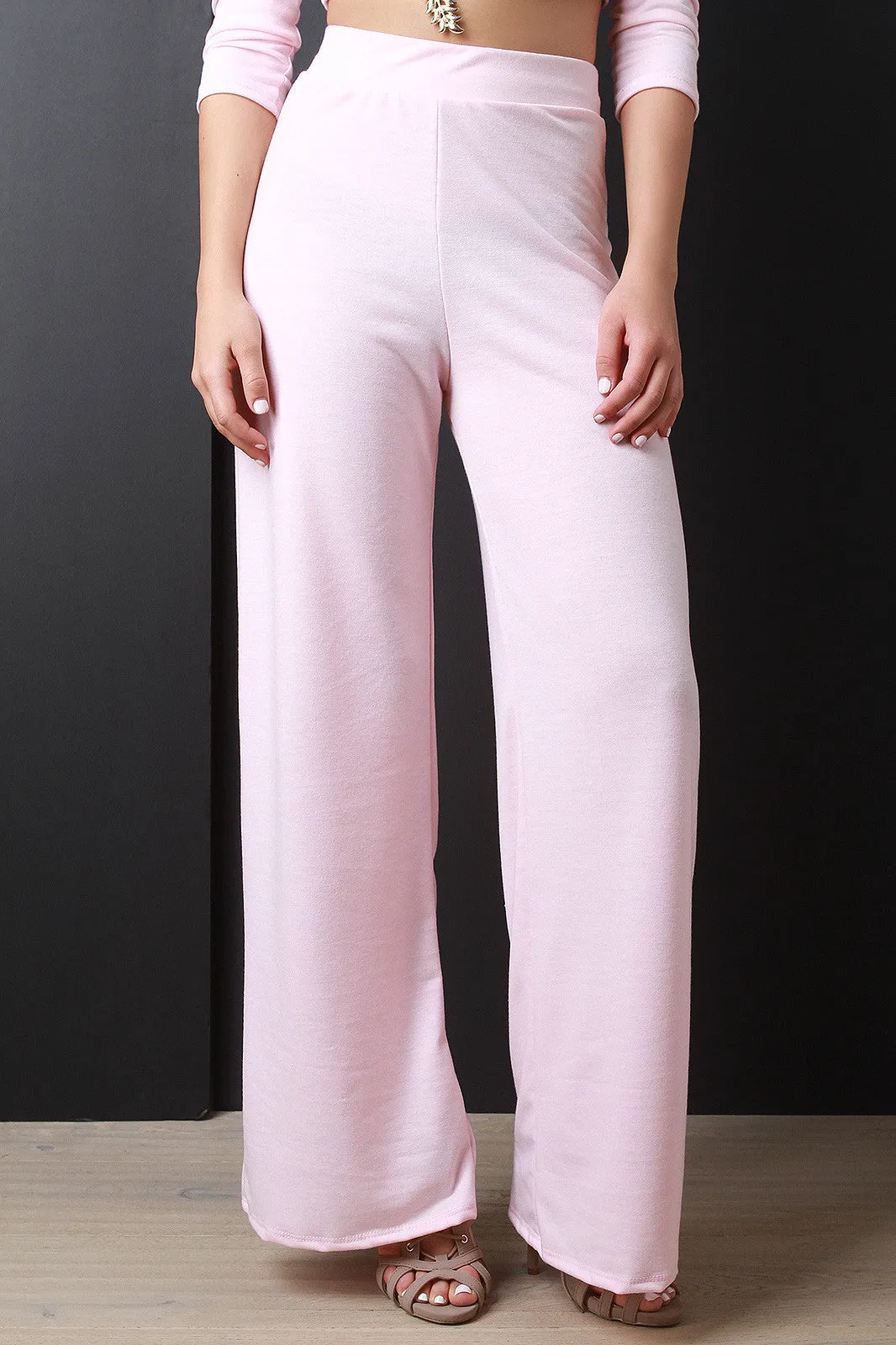 Simple Jersey Knit Wide Leg Pants