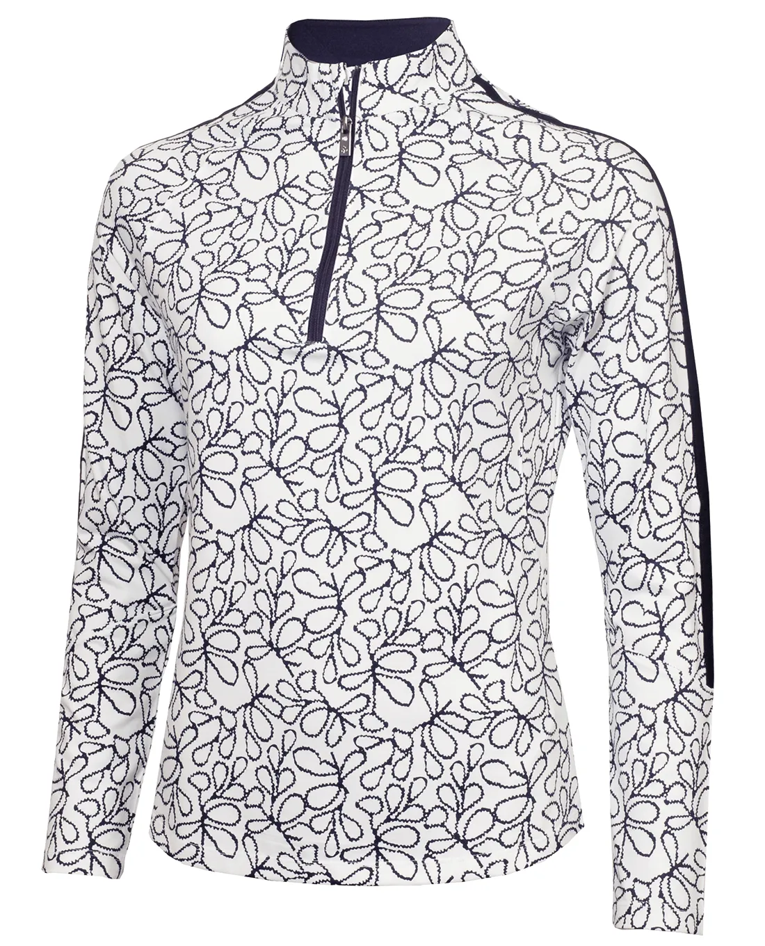 SIZE 14 - GREEN LAMB Mae Printed Zip Neck 046 White/Navy Flora