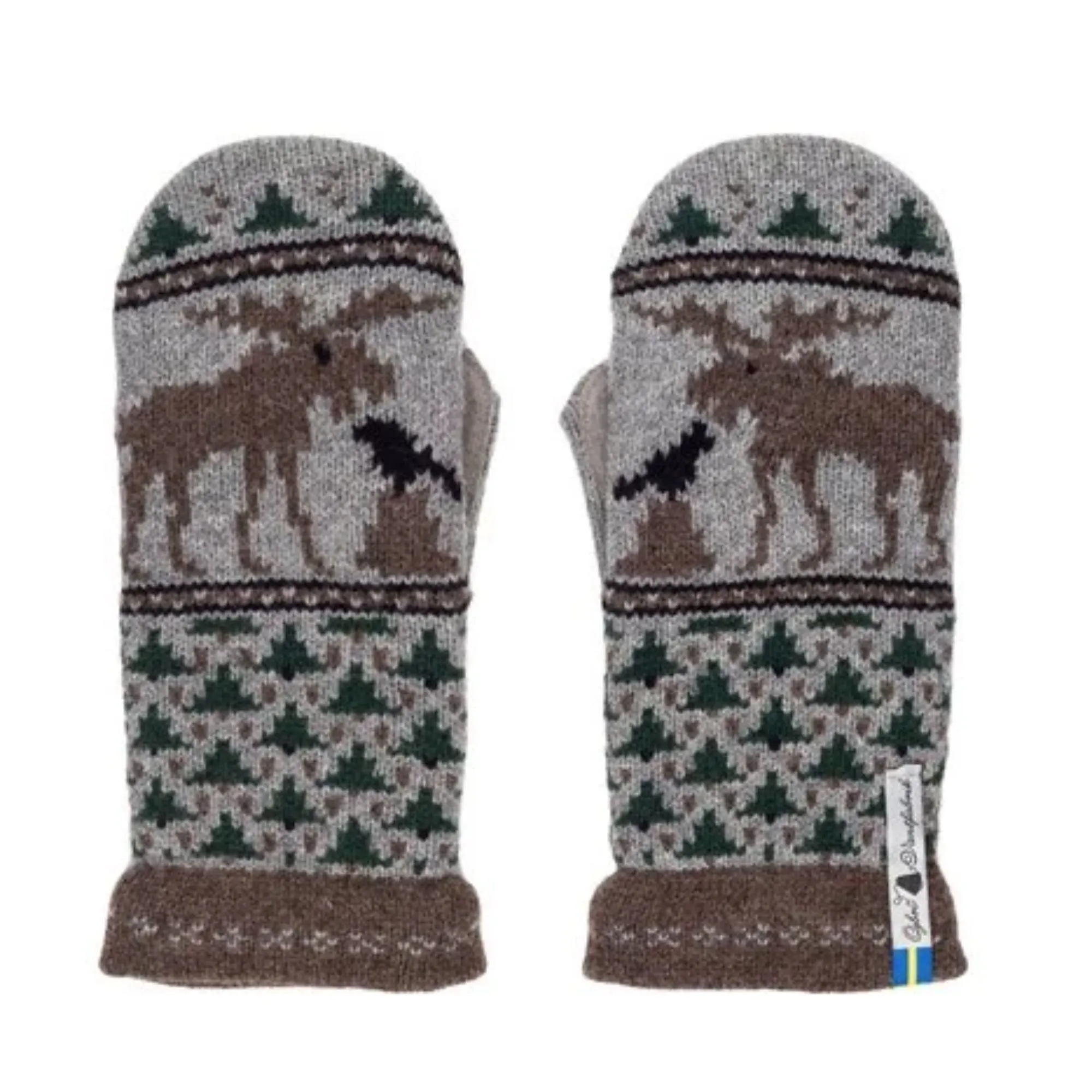 Skogen Pattern Suede Palm Swedish Mittens