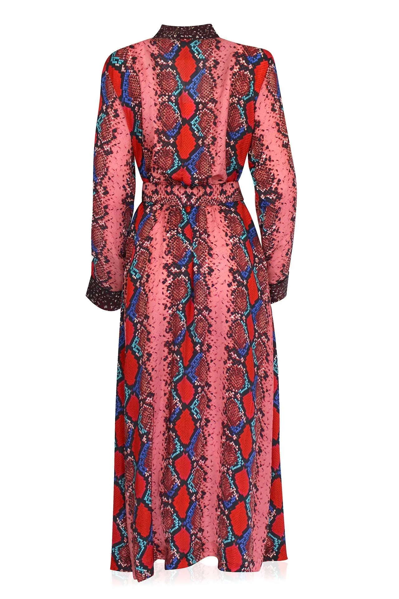 Snake Print Robe Dress in Red