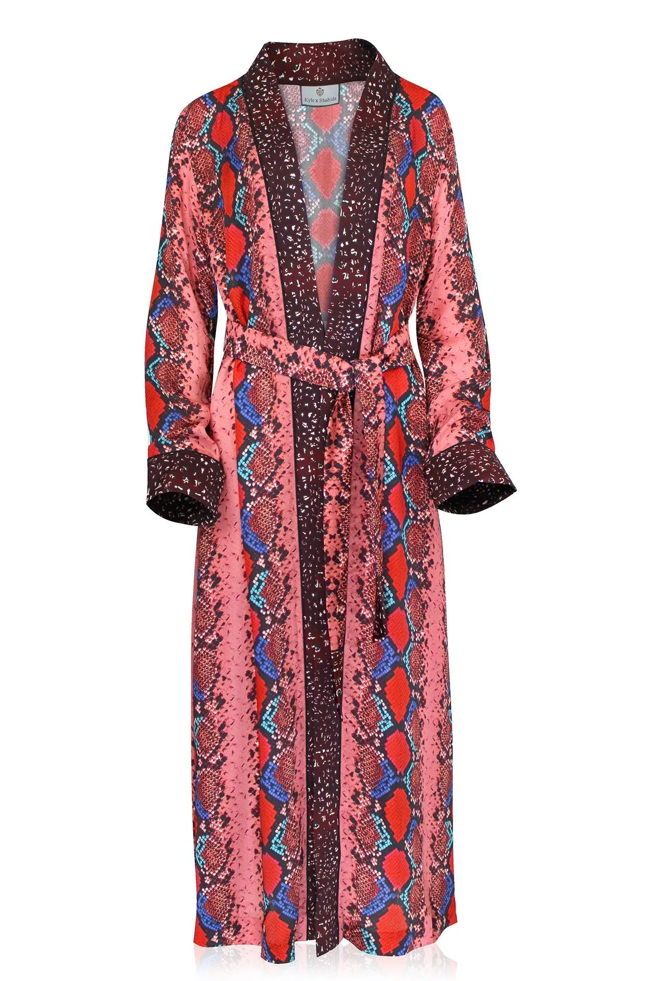 Snake Print Robe Dress in Red