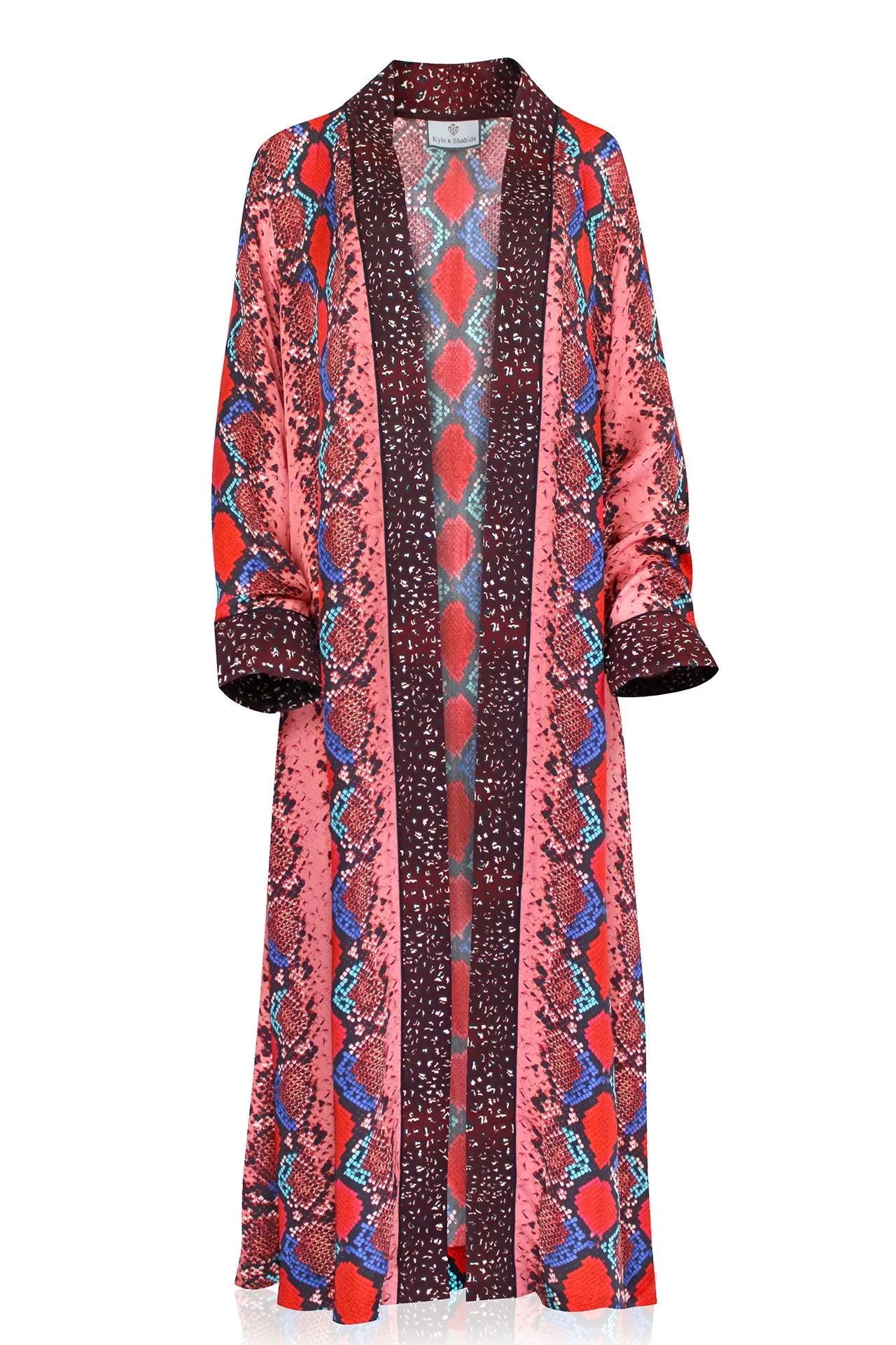 Snake Print Robe Dress in Red