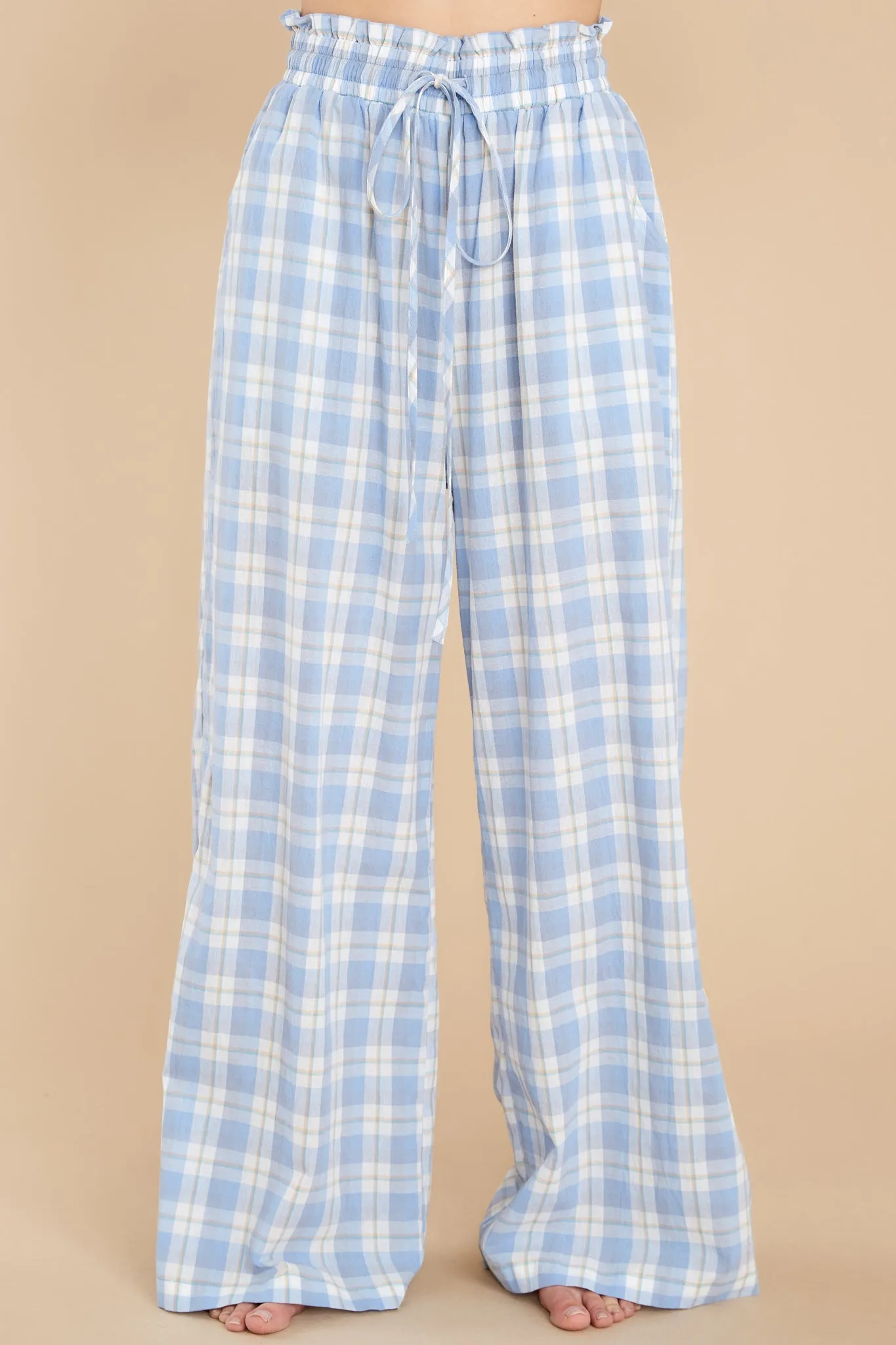 Snooze And Snuggle Blue Plaid Cotton Pajama Bottoms