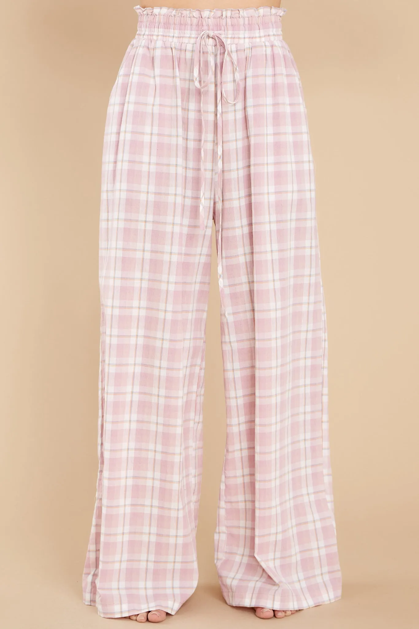 Snooze And Snuggle Pink Plaid Cotton Pajama Pants