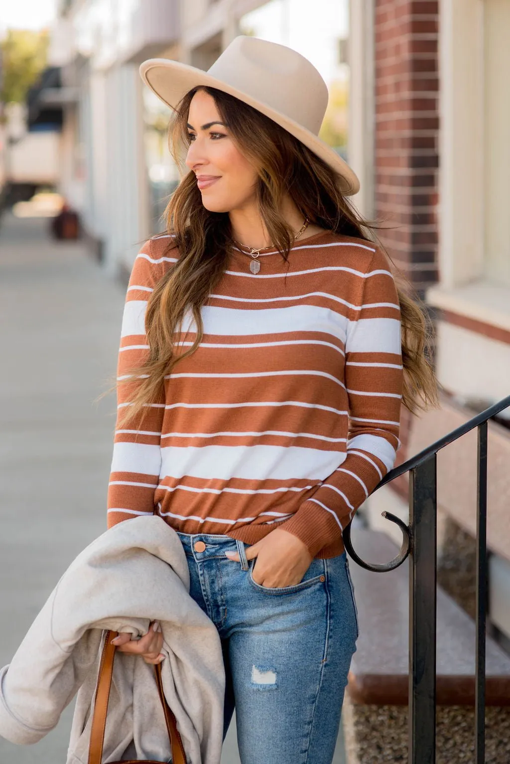 Solid Line Striped Sweater