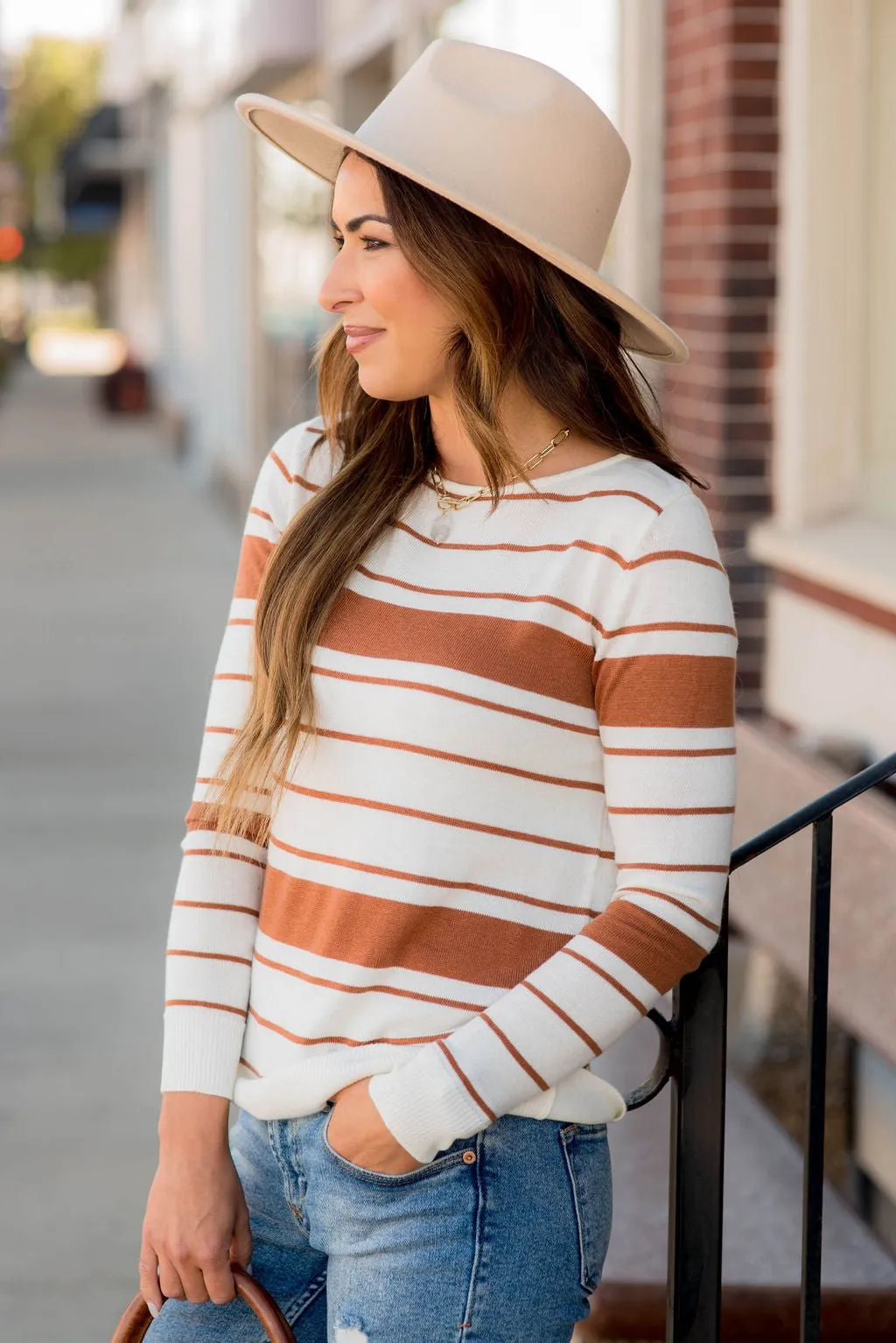 Solid Line Striped Sweater