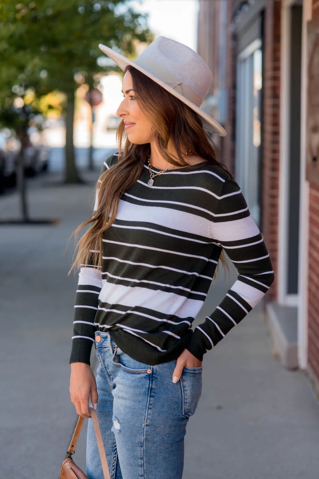 Solid Line Striped Sweater