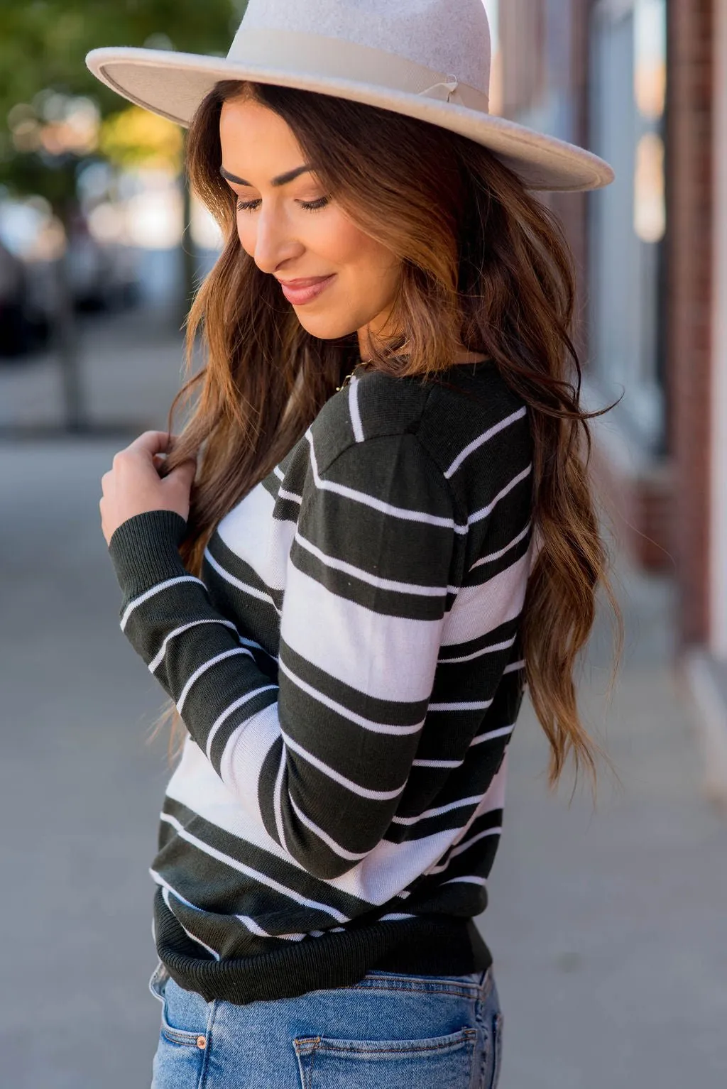 Solid Line Striped Sweater