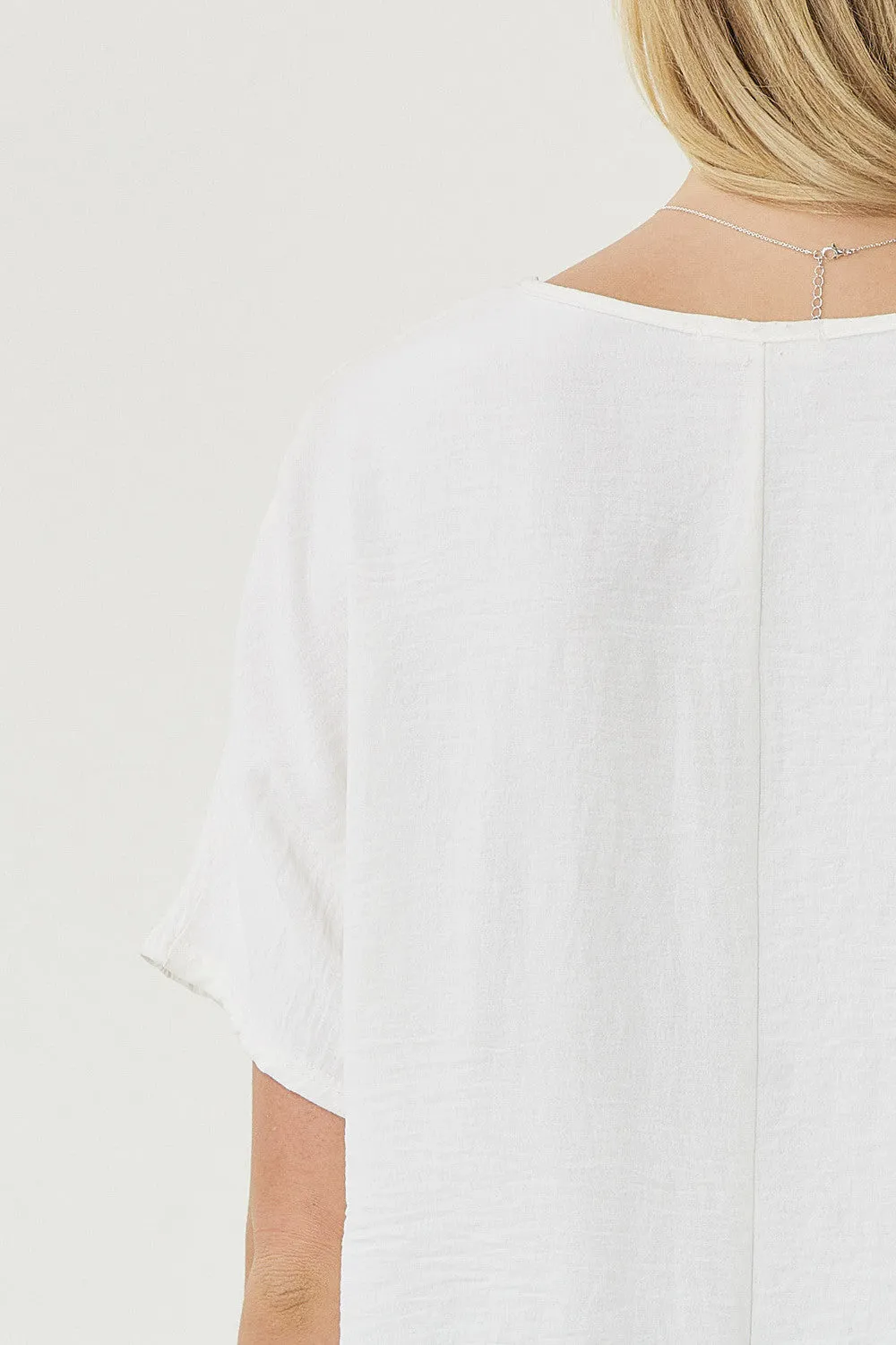 Solid V-Neck Top, Off White