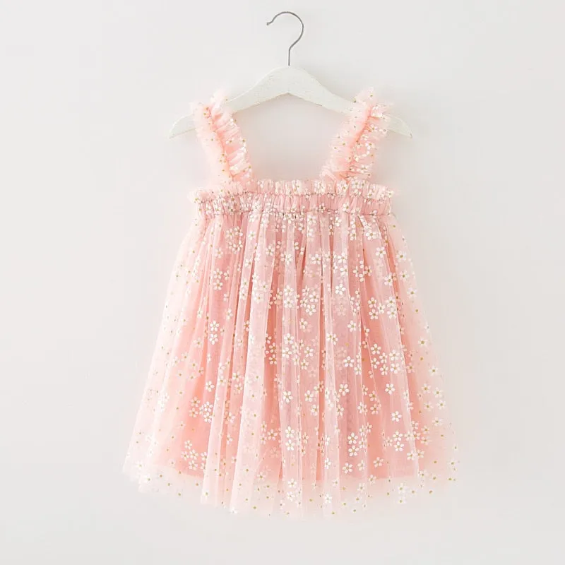 Sophia - Baby Girls Daisy Tulle Dress in Light Pink