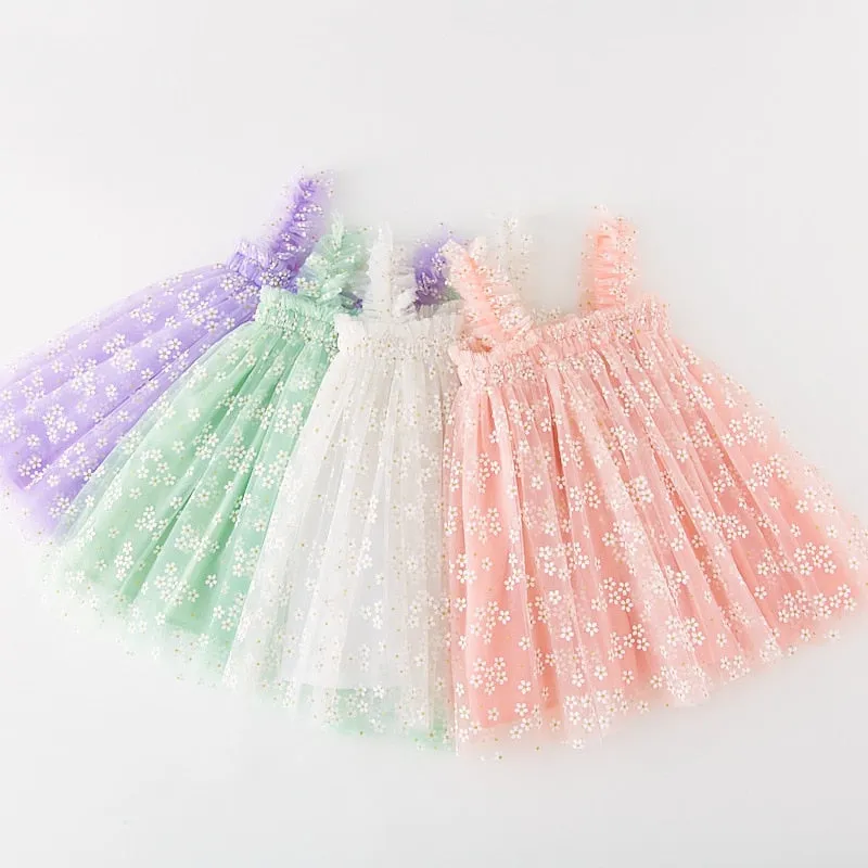 Sophia - Baby Girls Daisy Tulle Dress in Light Pink