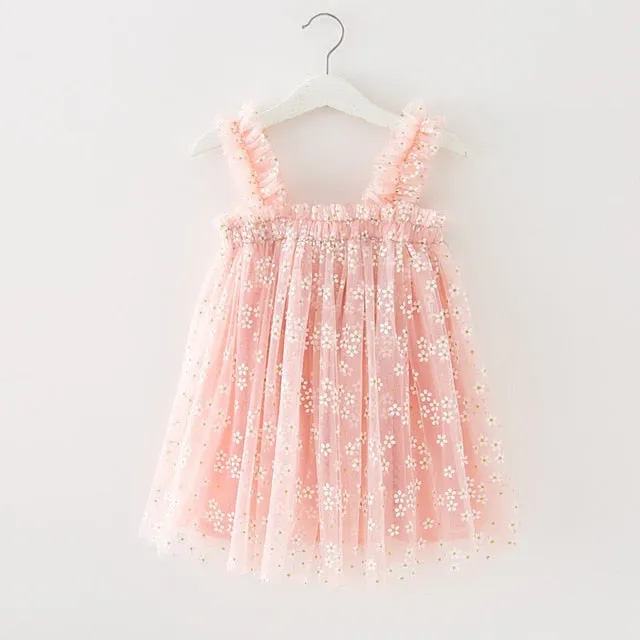 Sophia - Baby Girls Daisy Tulle Dress in Light Pink