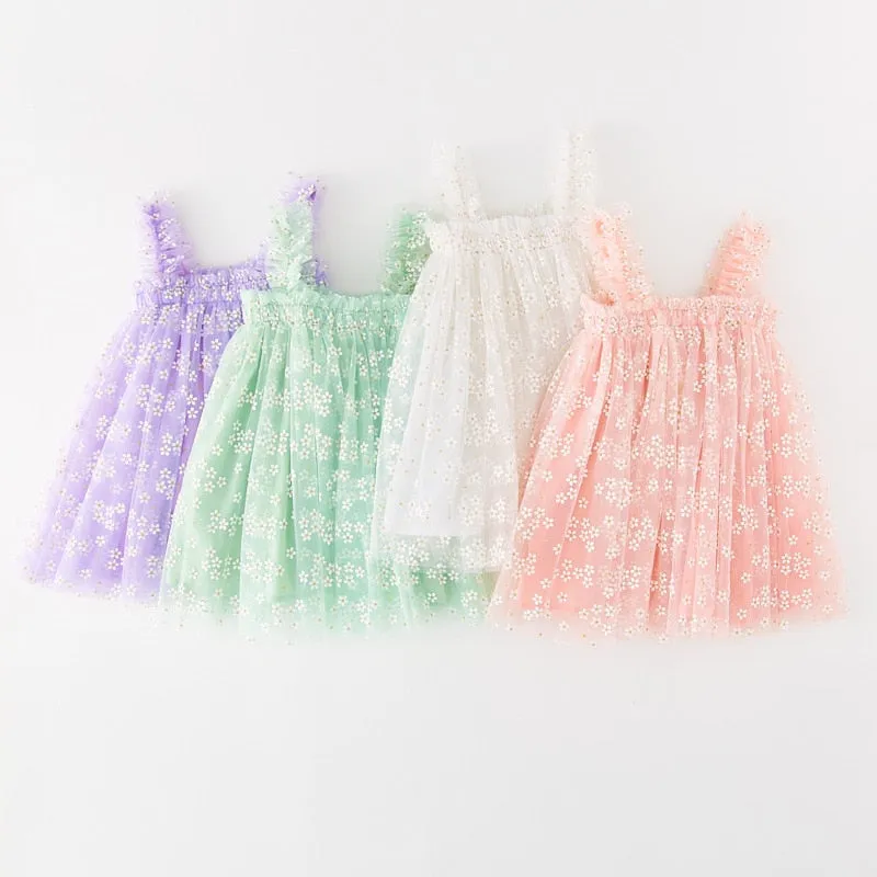 Sophia - Baby Girls Daisy Tulle Dress in Light Pink