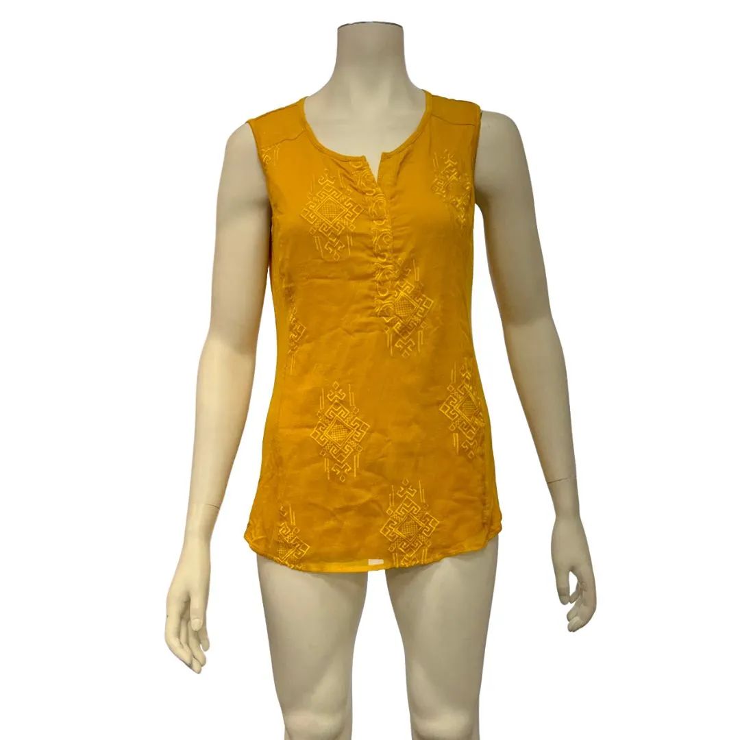 St. Johns Bay Yellow Embroidered Sleeveless Top, Size Medium