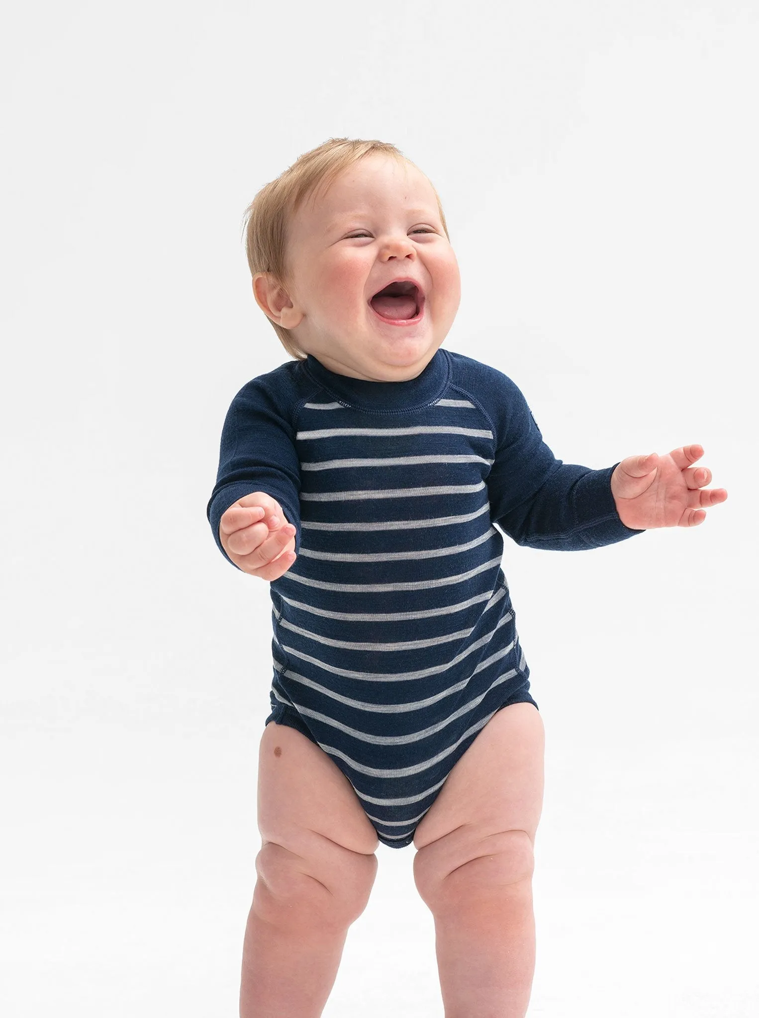 Striped Thermal Merino Wool Babygrow