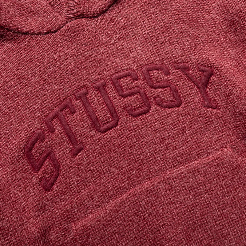 Stussy Felt Patch Knit Hoodie - Burgundy