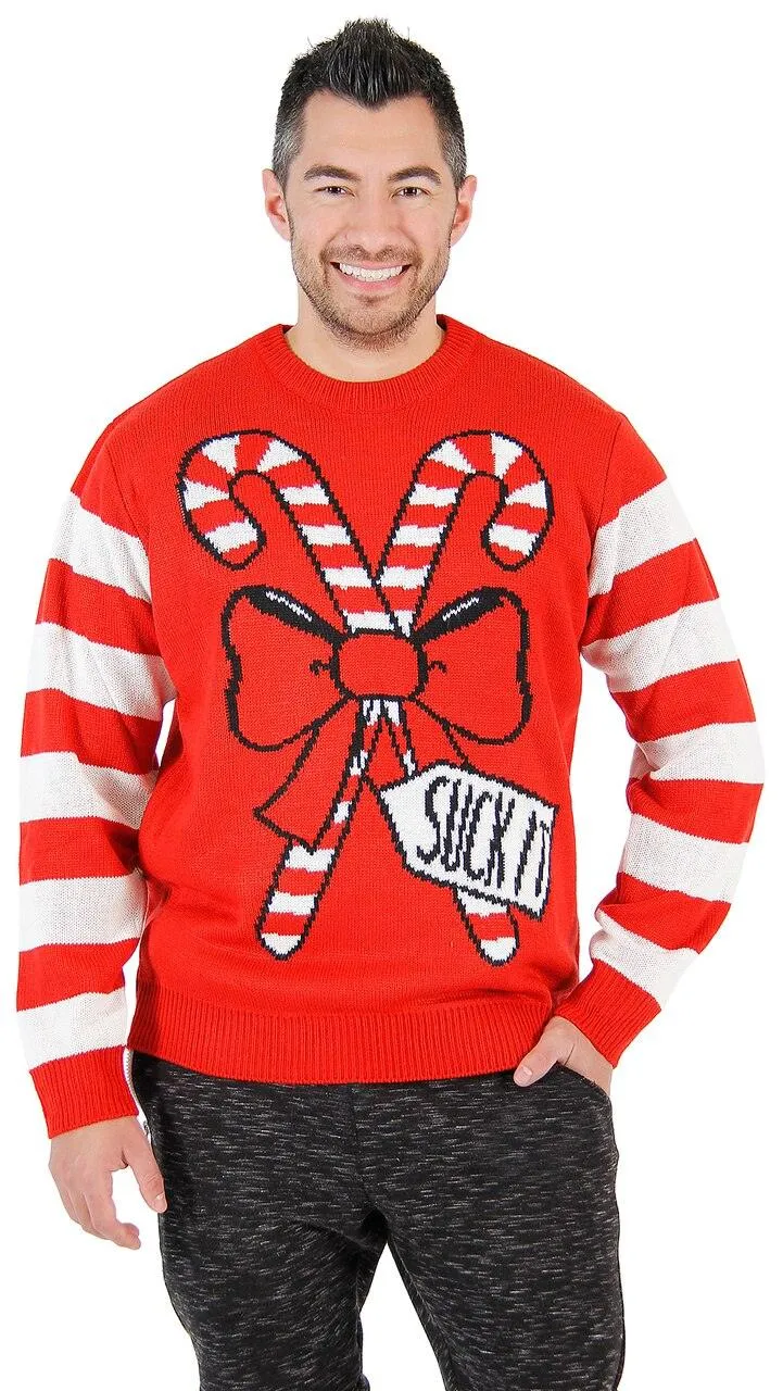 Suck It Candy Cane Ugly Christmas Sweater