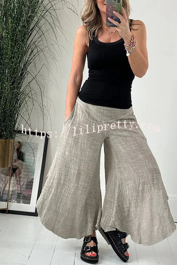 Summer Comfortable Linen Blend Elastic Waist Pocketed Harem Pants