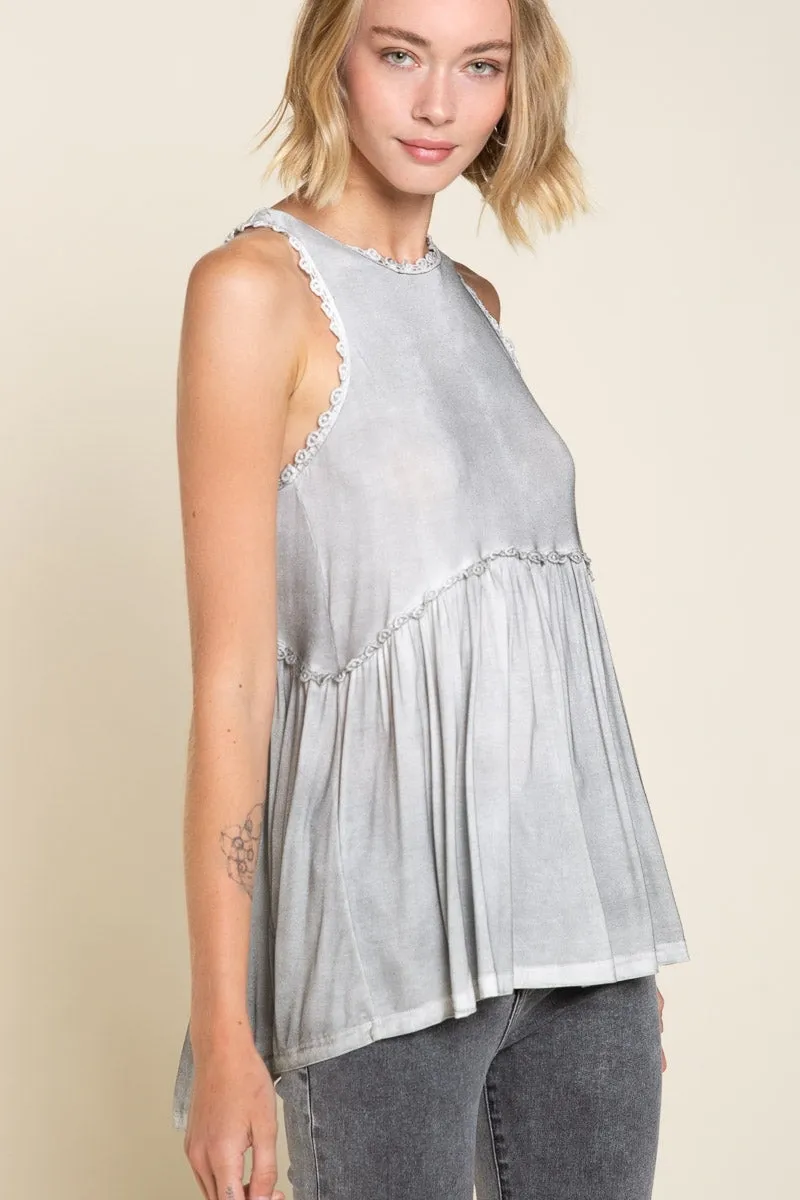 Sweet & Simple Babydoll Top, Grey