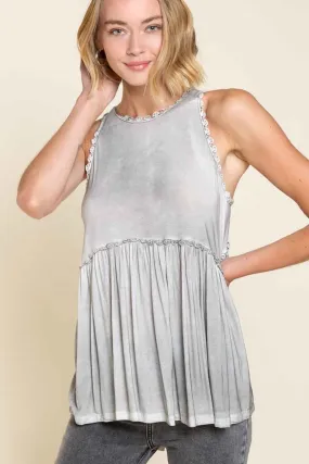 Sweet & Simple Babydoll Top, Grey