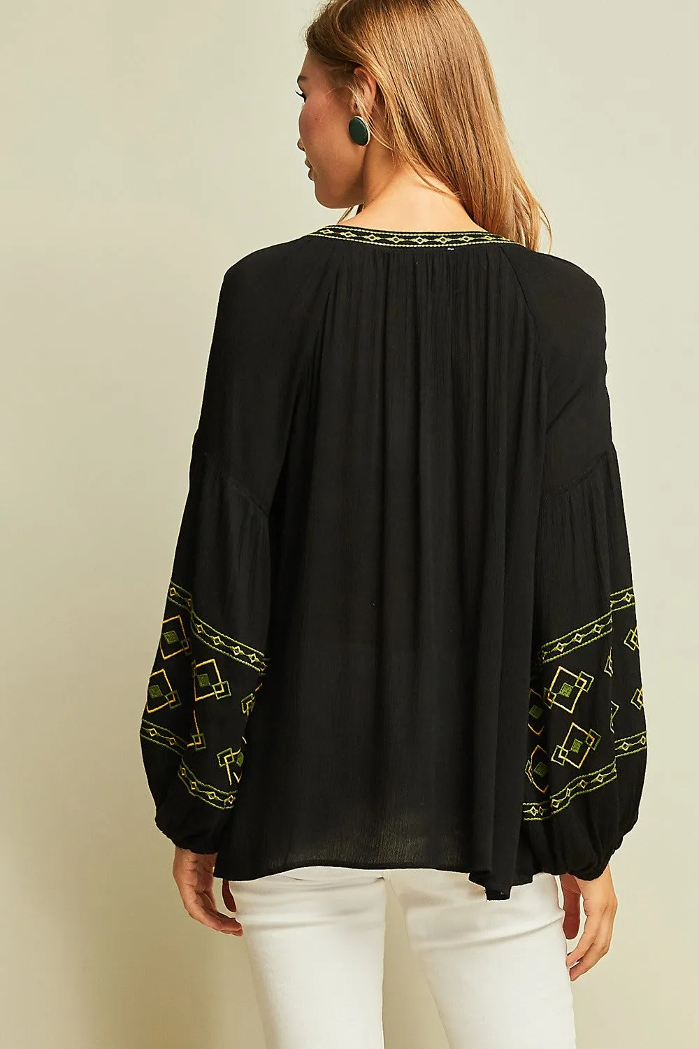 Tassel Tie Peasant Blouse