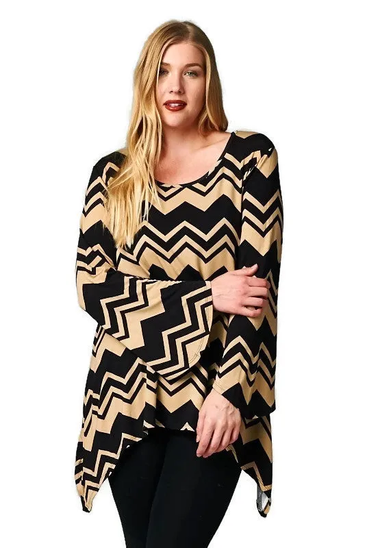 Taupe & Black Chevron Tunic