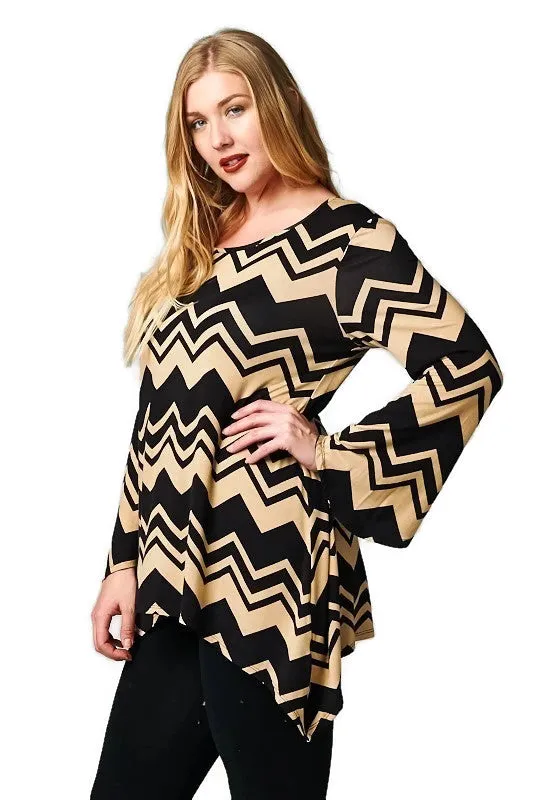 Taupe & Black Chevron Tunic