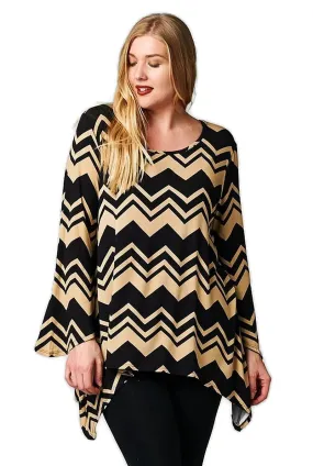 Taupe & Black Chevron Tunic