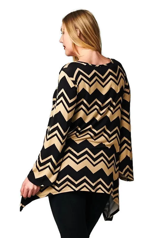 Taupe & Black Chevron Tunic