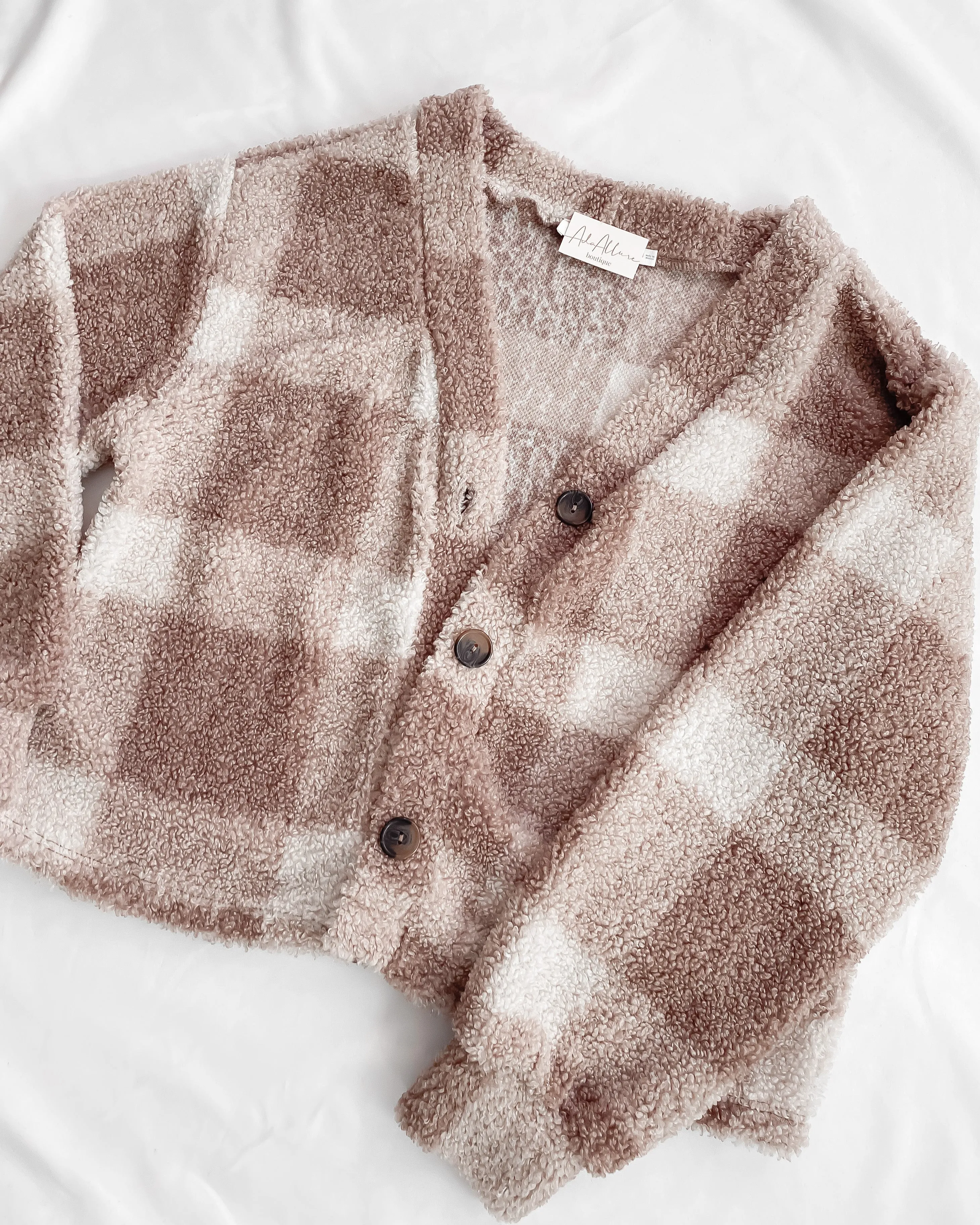 Tessa Button Front Plaid Teddy Cardigan