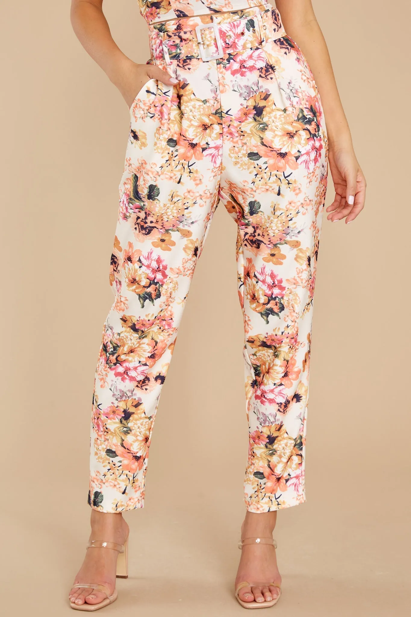 The Perfect Match Ivory Floral Print Pants