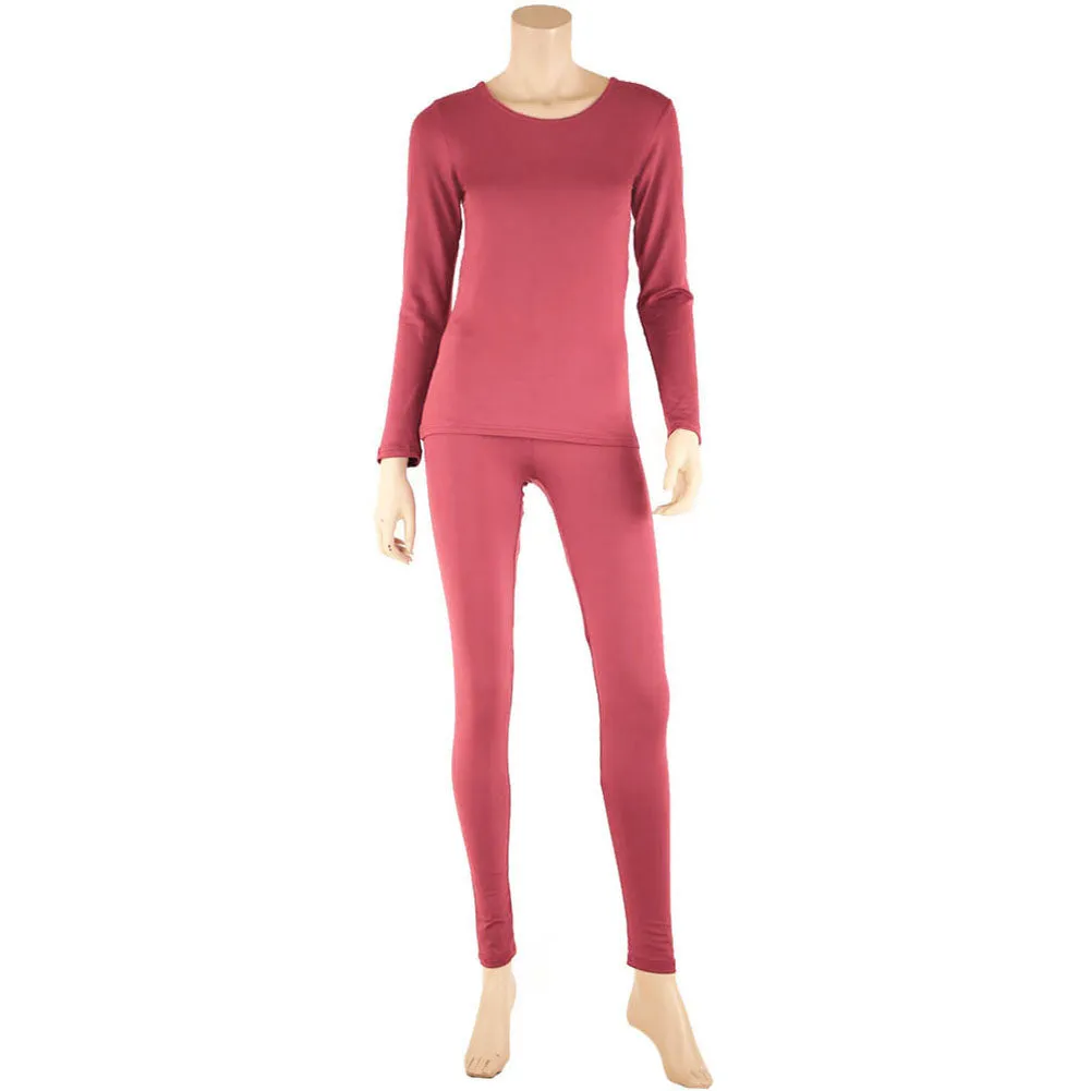 Therma Tek Womens Thermal Underwear Microfiber Fleece Long Johns Top & Pant Set