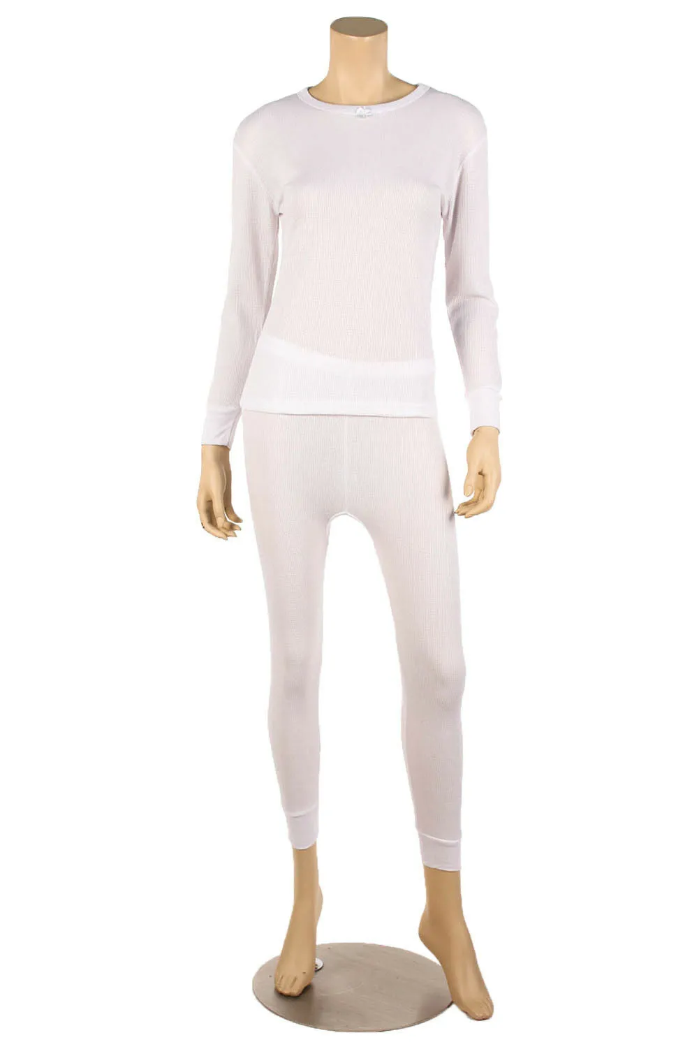 Therma Tek Women's Thermal Underwear Set Waffle Knit Long Johns Top & Bottom Set