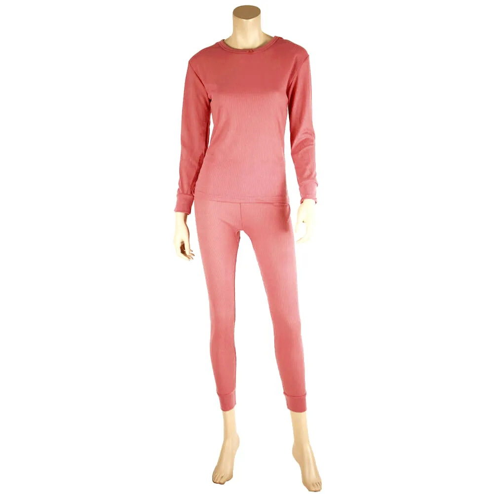 Therma Tek Women's Thermal Underwear Set Waffle Knit Long Johns Top & Bottom Set