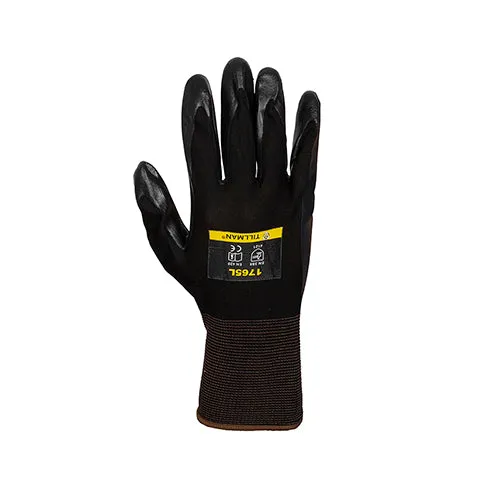 Tillman 1765 Black Nitrile Foam Coated Nylon Gloves (1 Pair)