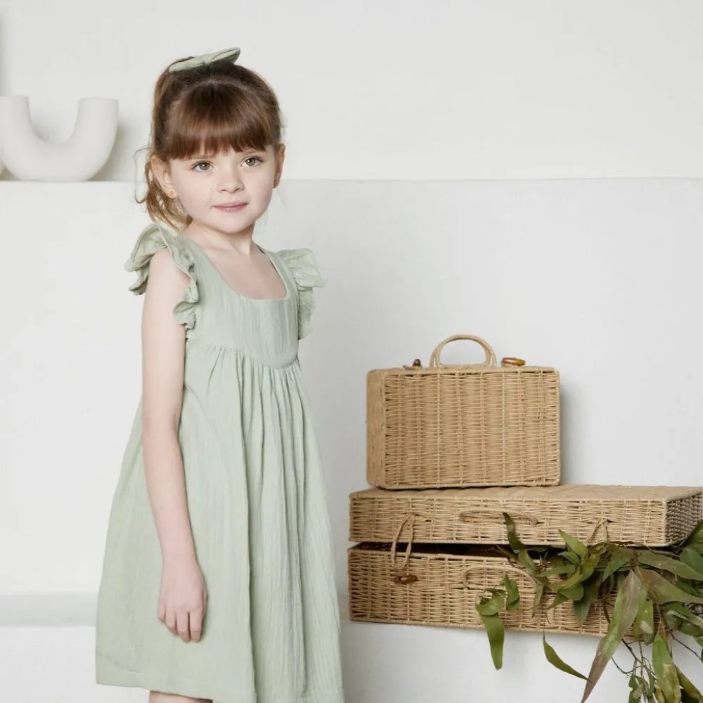 Tiny Twig Sage Crinkle Angel Dress