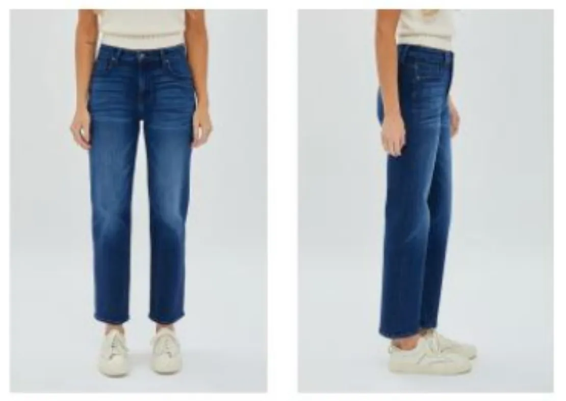 TRACEY Dark Wash Clean Straight Jeans