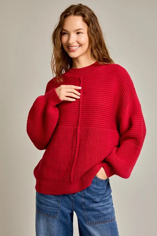 Twice as Nice Ribbed Knit Sweater - Red