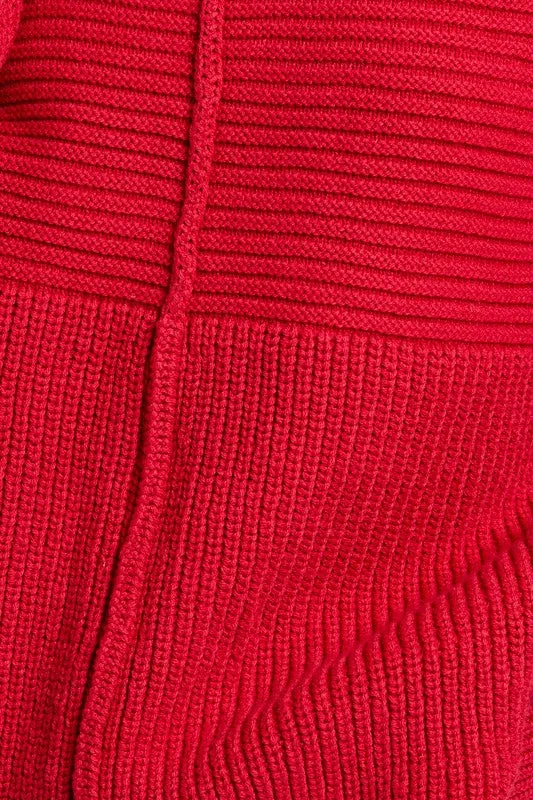 Twice as Nice Ribbed Knit Sweater - Red