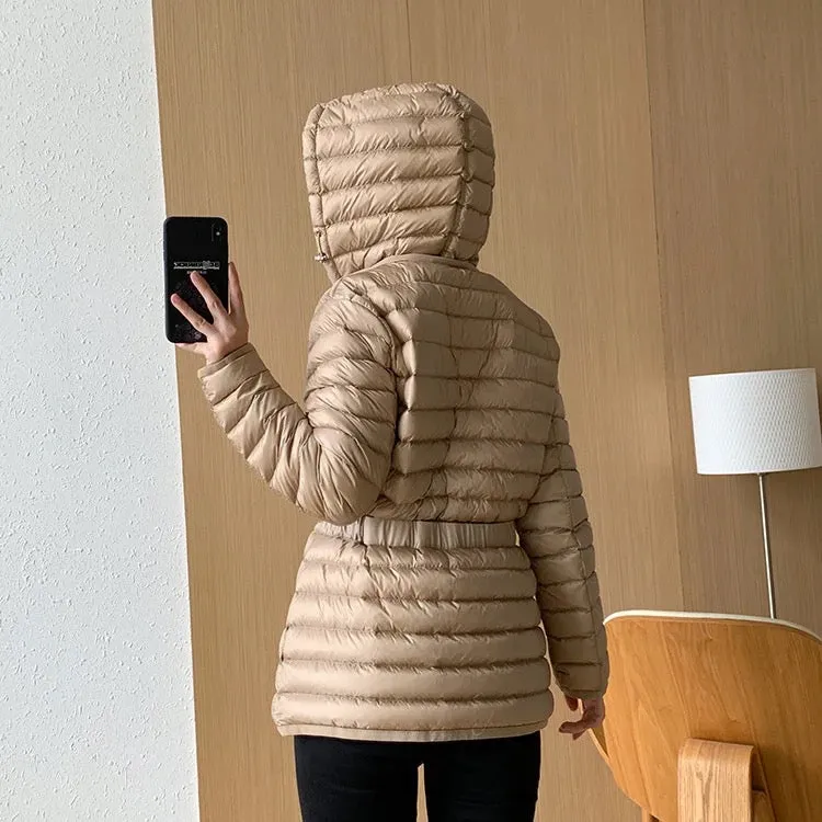 Ultra-Light Duck Down Women's Hooded Jacket for Effortless Warmth